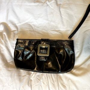 Relativity Bags | Clutch Black Leather with Silver Buckle